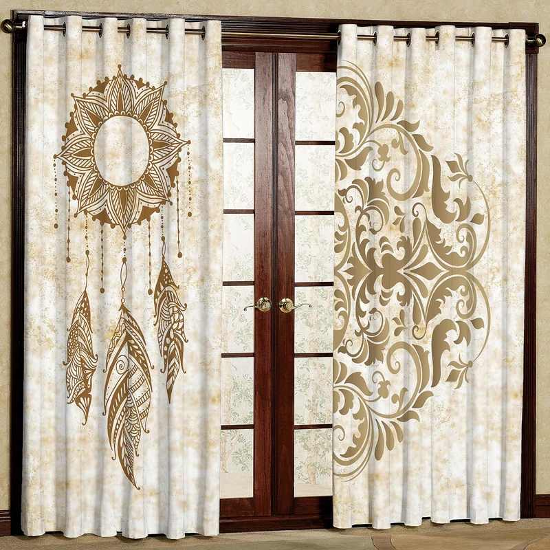 پرده طرح دریم کچر مدل مخمل پانچی کد 1235-36 W سایز 140x200 سانتی متر