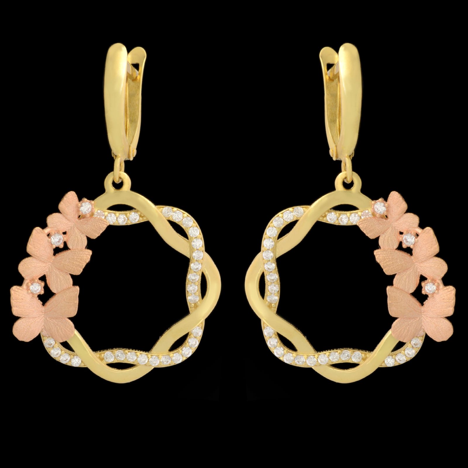 گوشواره طلا 18 عیار زنانه طلای مستجابی مدل پروانه کد 167092 - - 1