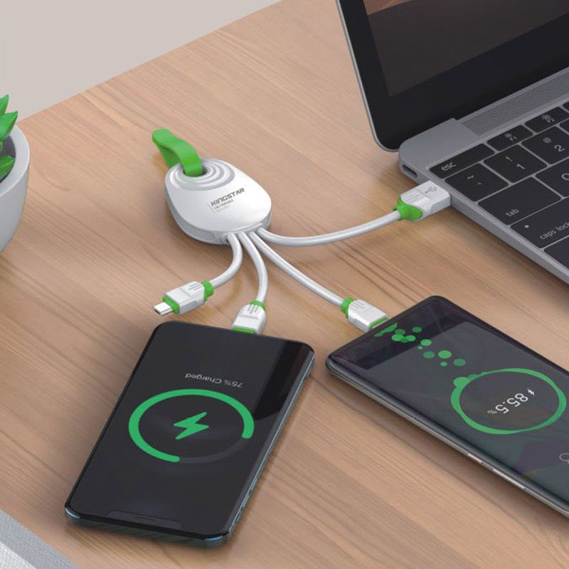 کابل تبدیل USB به USB-C/MicroUSB/لایتنینگ کینگ استار مدل K305 طول 0.15 متر