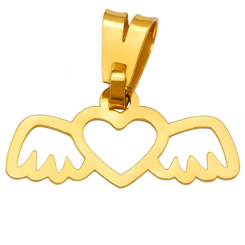 آویز گردنبند طلا 18 عیار زنانه گالری صادقی طرح قلب و پر