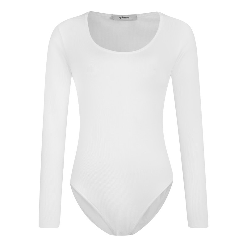 بادی آستین بلند زنانه افراتین کد 9576 رنگ سفید