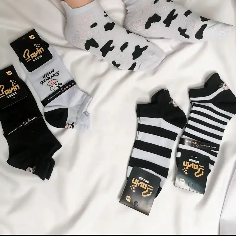 جوراب زنانه پاوین مدل گاوی مجموعه 5 عددی