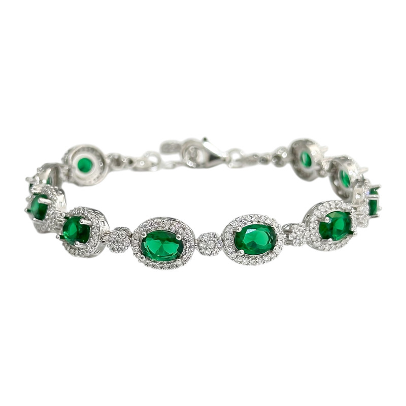 دستبند نقره زنانه مدل زمردی کد 00215