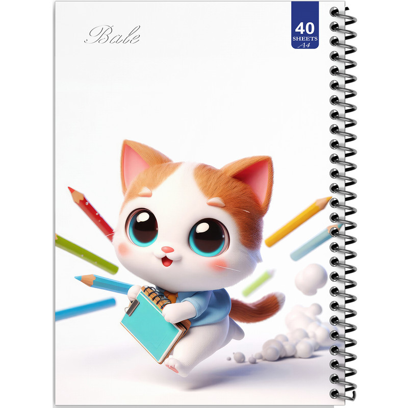 دفتر نقاشی 40 برگ انتشارات بله طرح گربه کوچولو و مداد رنگی کد A4-K319