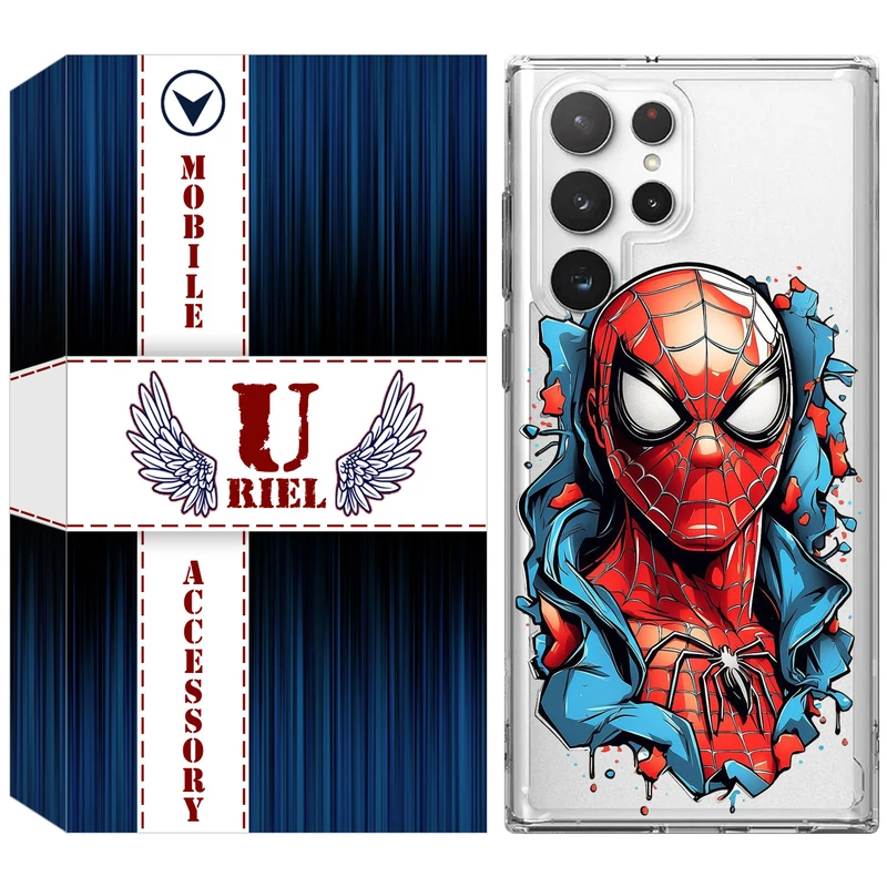کاور یوریل مدل Clear کد 34 طرح اسپایدرمن مناسب برای گوشی موبایل سامسونگ Galaxy S22 Ultra