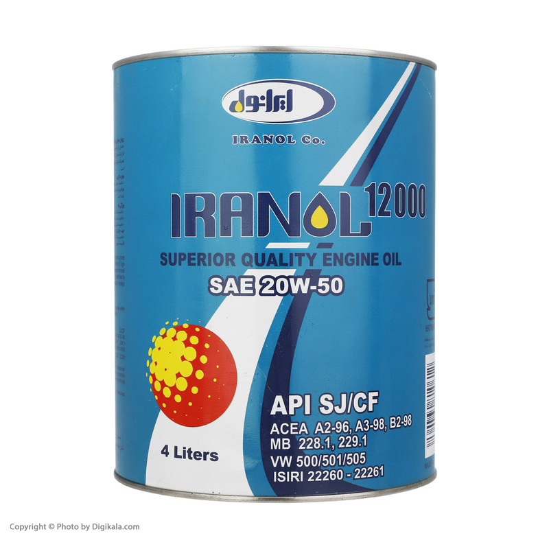 روغن موتور ایرانول مدل 12000 حجم 4 لیتر