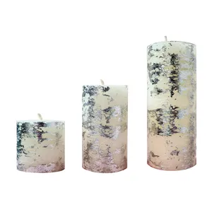 شمع دست ساز فرطوس مدل پتینه طلاکوب 3 عددی