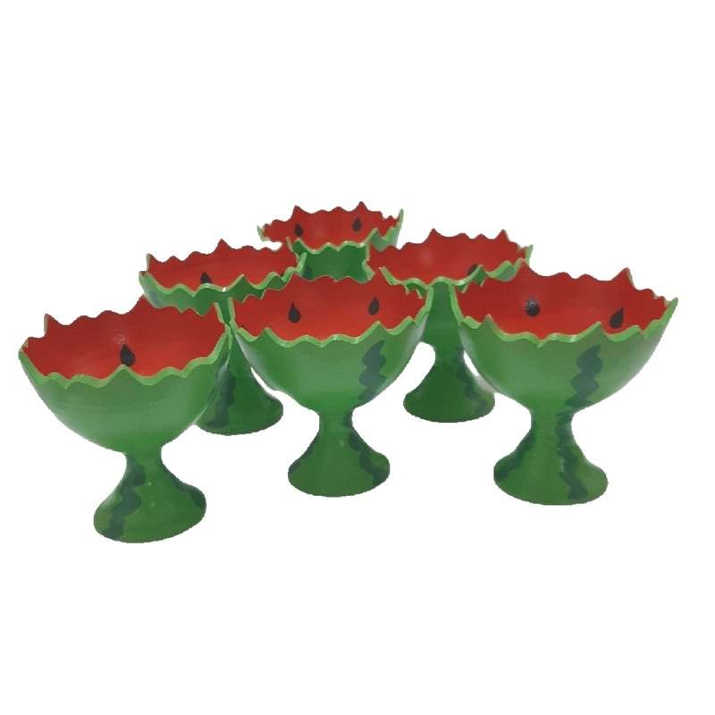 آجیل خوری سفالی طرح هندوانه کد 550 مجموعه 6 عددی