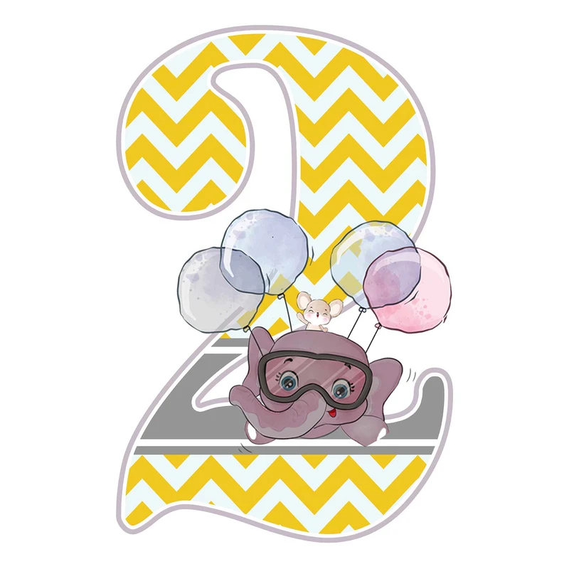 استند رومیزی مدل  تولد عدد 2 طرح فیل کد 952