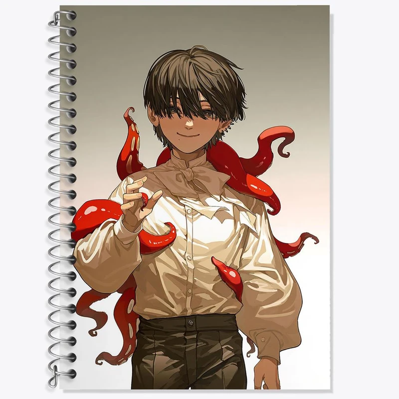 دفتر زبان 50 برگ خندالو مدل دو خط طرح یوشیدا انیمه مرد اره ای Chainsaw Man کد 22344