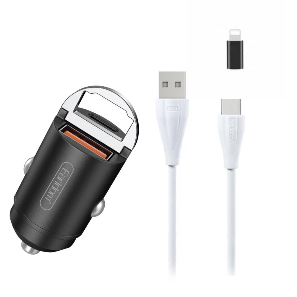 شارژر فندکی ارلدام مدل ES-CC3 به همراه کابل تبدیل microUSB/ لایتنینگ