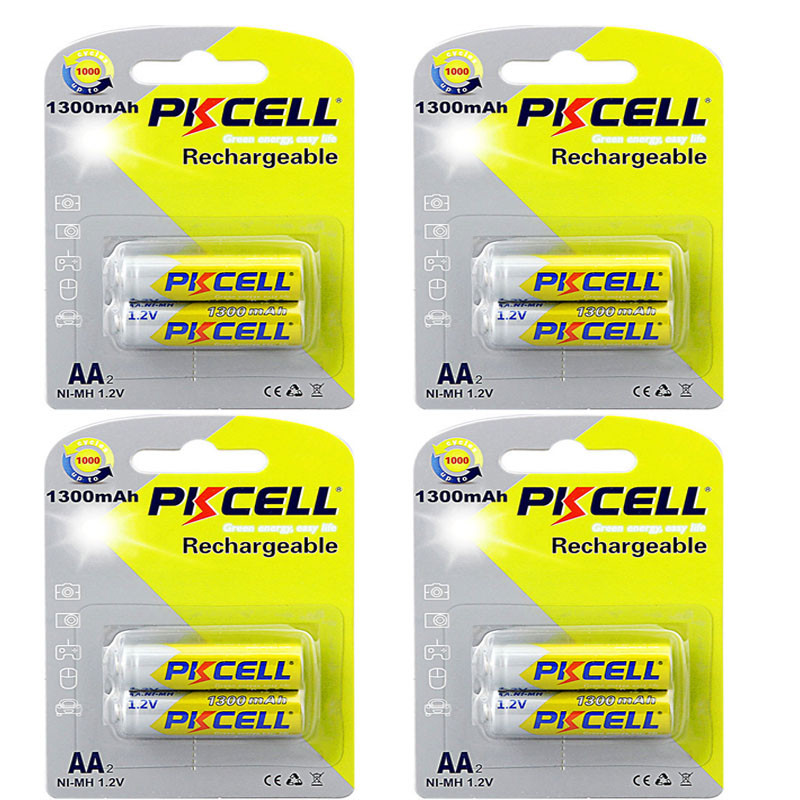 باتری قلمی قابل شارژ پی‌کی سل مدل 1.2V AA1300mAh NiMH  بسته 8 عددی