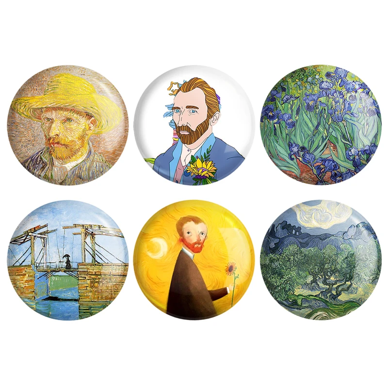 مگنت خندالو طرح ونسان ونگوگ Vincent vanGogh کد 1622A مجموعه 6 عددی