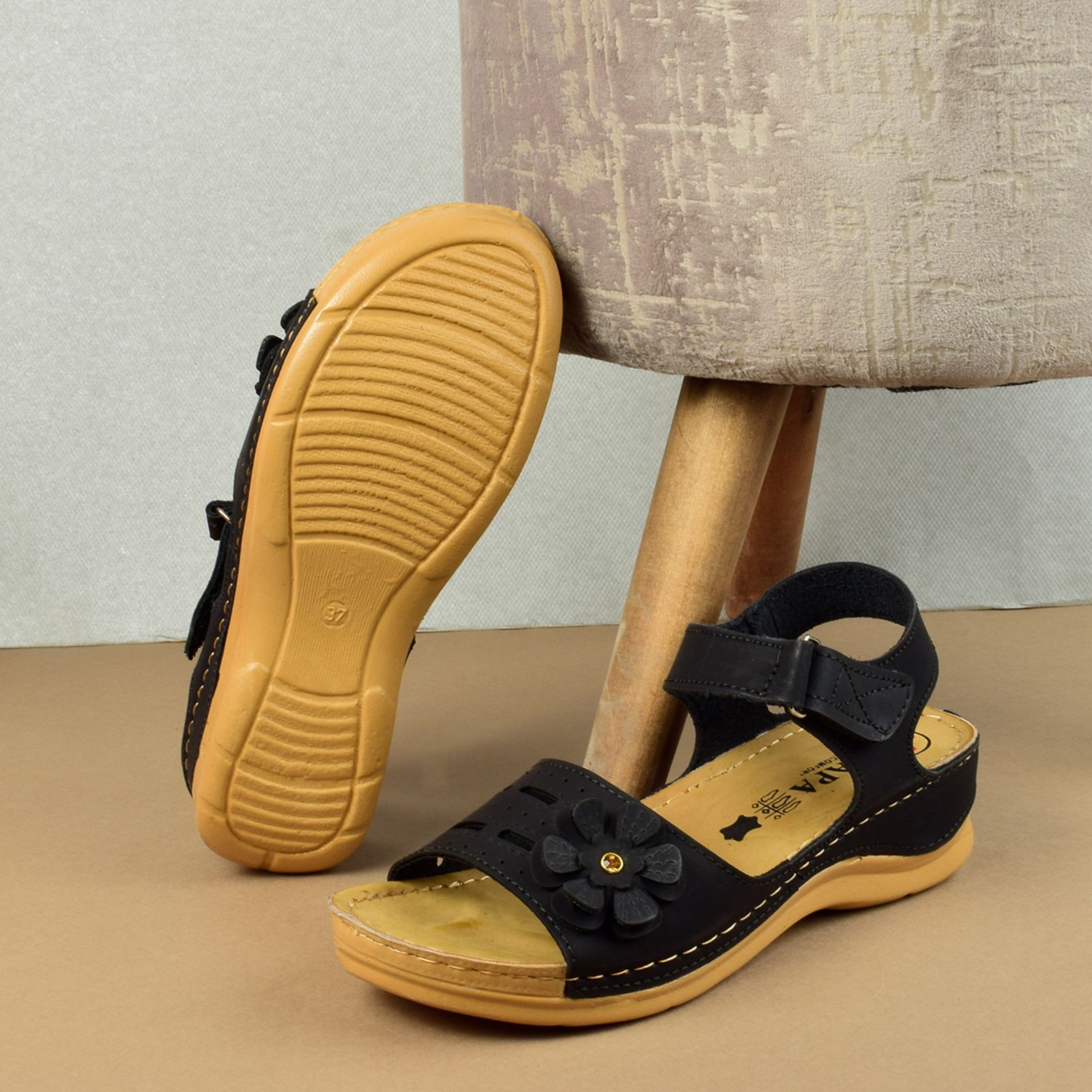 صندل زنانه پاپا مدل طبی گلدار برچسبی BK.4016 - - 5