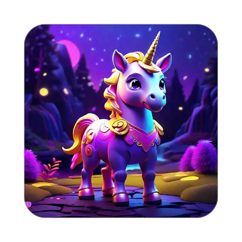 زیر لیوانی کاکتی طرح اسب تک شاخ و یونیکورن مدل mp30692