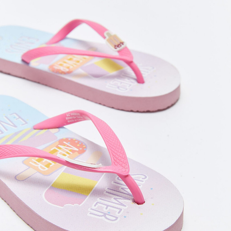 دمپایی لاانگشتی زنانه ال سی وایکیکی مدل بستنی پاستلی استپ دار