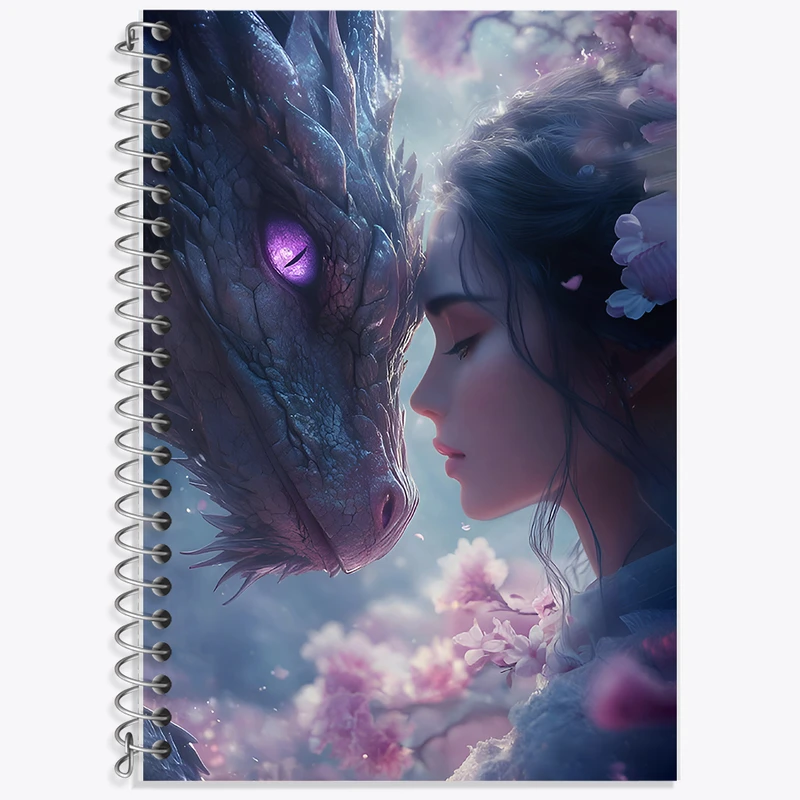 دفتر زبان 50 برگ خندالو مدل سه خط طرح دختر و اژدها کد F6603