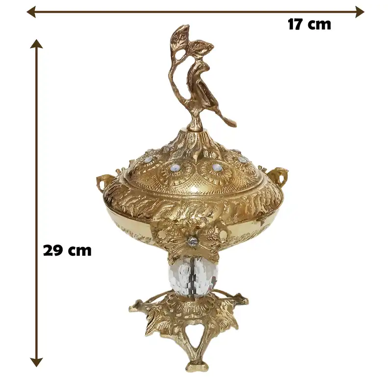 شکلات خوری و قندان برنزی مدل گل و بلبل بسته 2 عددی