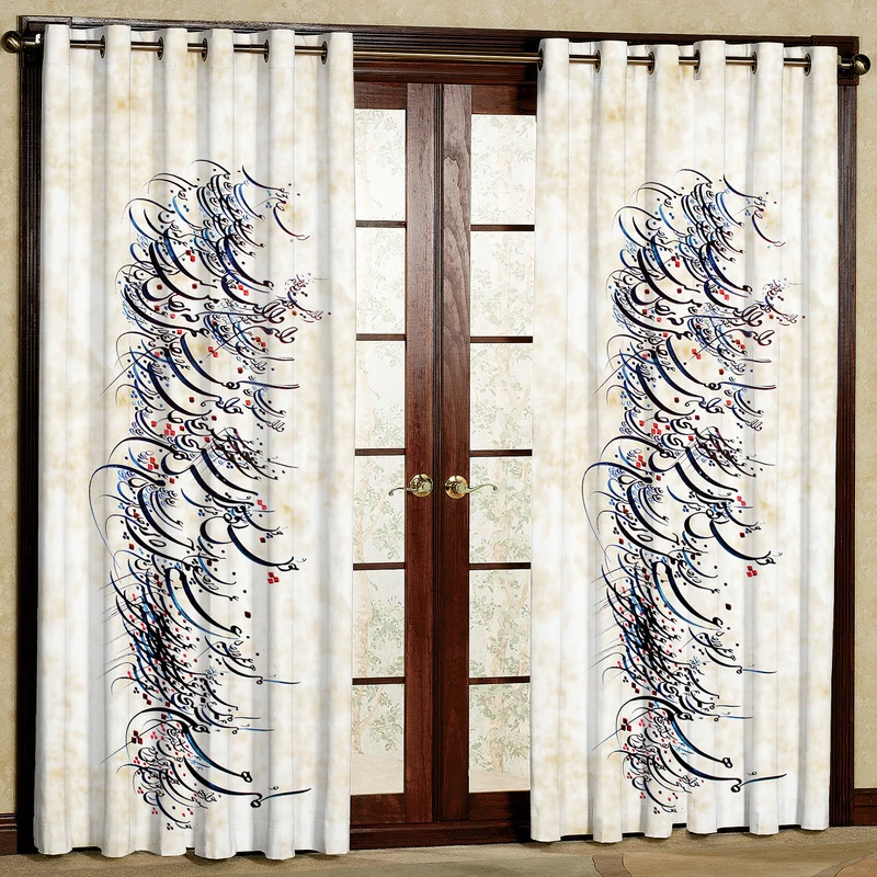 پرده مدل مخمل پانچی طرح خط نستعلیق کد 4494T2 سایز 200x140 سانتی متر