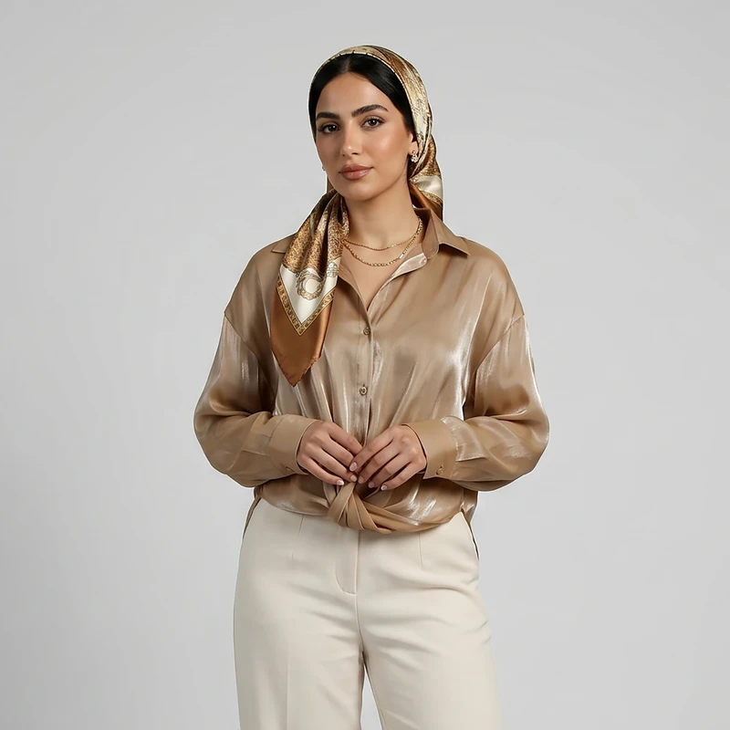 شومیز آستین بلند یقه برگردان زنانه ال سی وایکیکی مدل S677598Z8