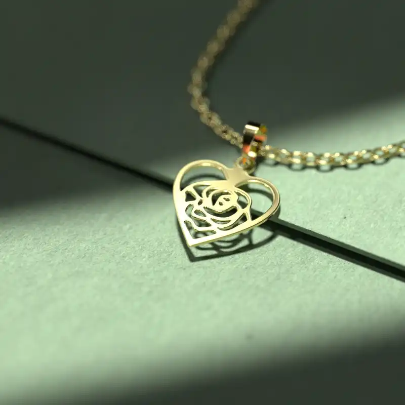 گردنبند طلا 18 عیار زنانه مدوپد مدل قلب و گل کد CA11097