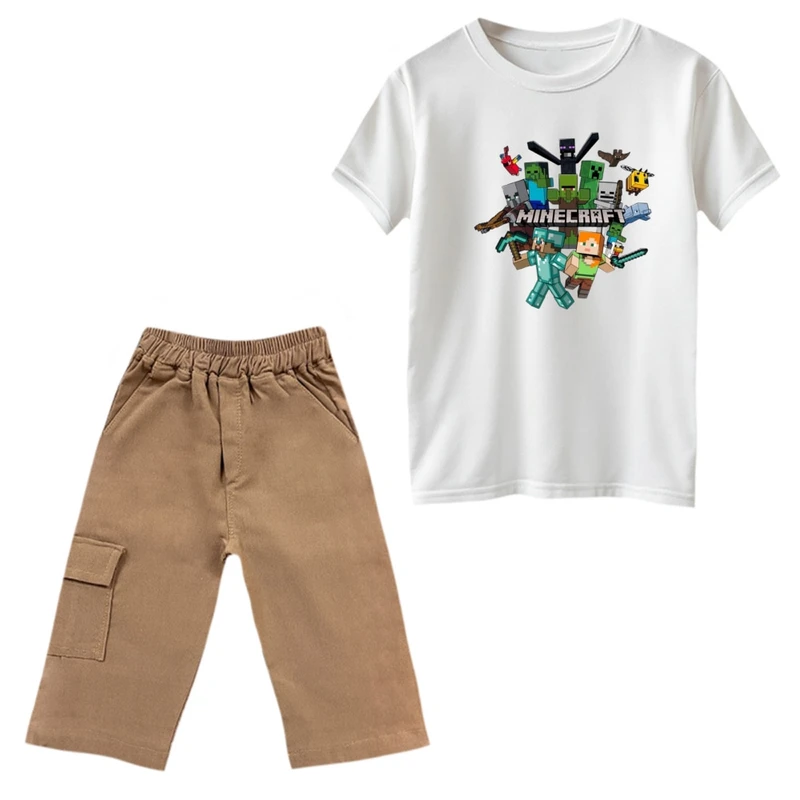 ست تی‌شرت و شلوارک پسرانه مدل ماینکرفت کد 4