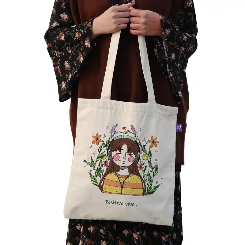 ساک خرید ترمه طراحان ایده مدل روحیه مثبت کد cfp1630 - L