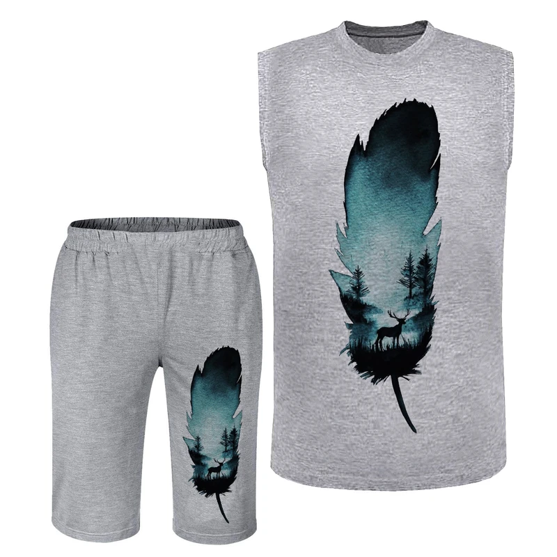 ست تاپ و شلوارک مردانه مدل پر A229