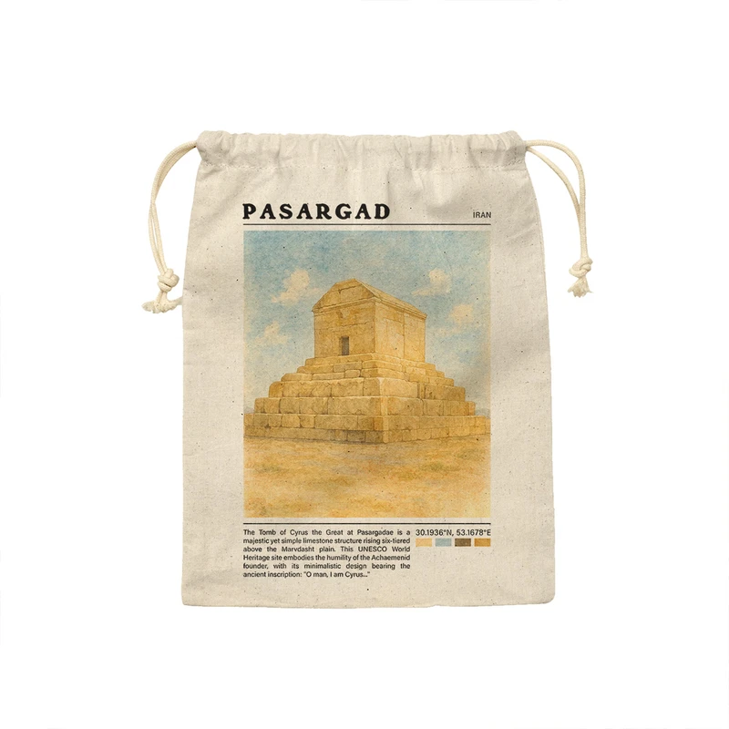 نظم دهنده ترمه طراحان ایده مدل آرامگاه کوروش بزرگ پاسارگاد کد map0826 - L سایز 40x28 سانتی متر