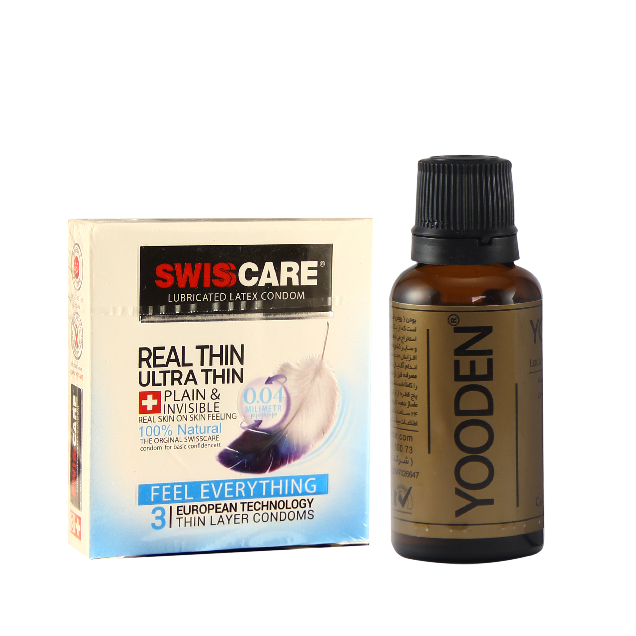 کاندوم سوئیس کر مدل Ultrathin بسته 3 عددی به همراه روغن یودن کد 01 حجم 30 میلی لیتر