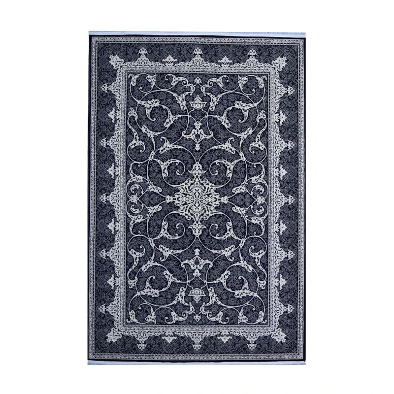 فرش ماشینی 700 شانه سهند زمینه خاکستری حاشیه ذغالی مدل VT02.DI