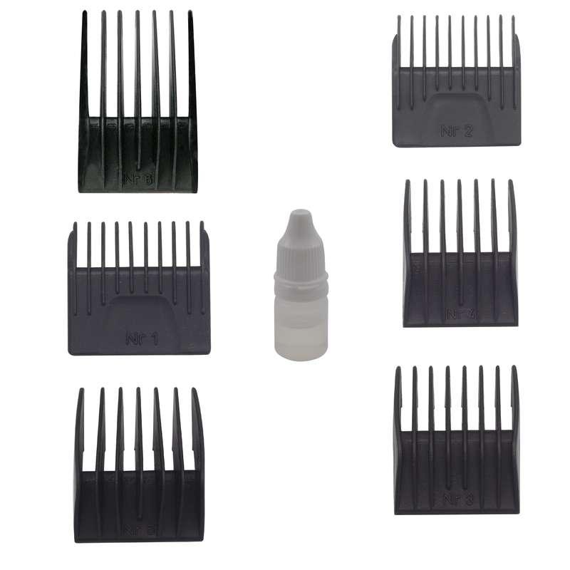 ست شانه ماشین اصلاح مدل OT-24 بسته 6 عددی به همراه روغن ماشین اصلاح ست شانه ماشین اصلاح مدل OT-24 بسته 6 عددی به همراه روغن ماشین اصلاح