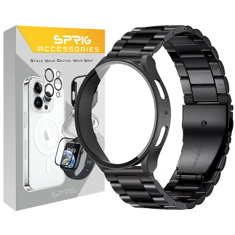 بند اسپریگ مدل 3Bead-GRD مناسب برای ساعت هوشمند سامسونگ Galaxy Watch 4 44mm به همراه کاور
