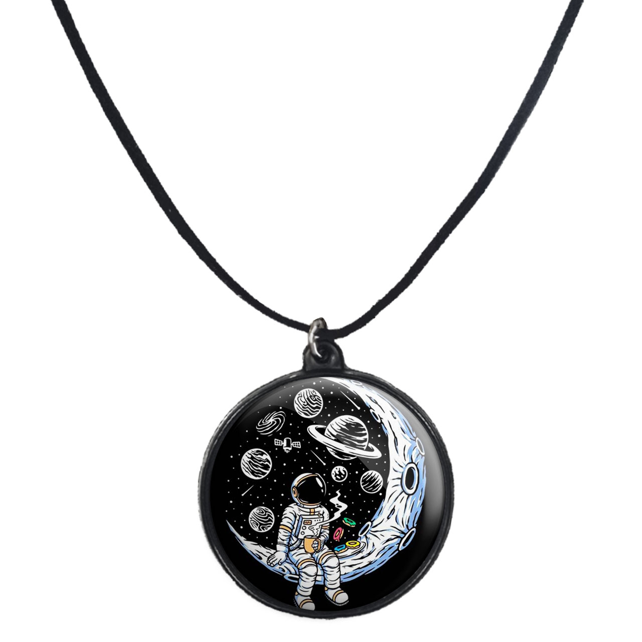 گردنبند پرمانه طرح فضانورد کد pmb.10374 مدل دو طرفه