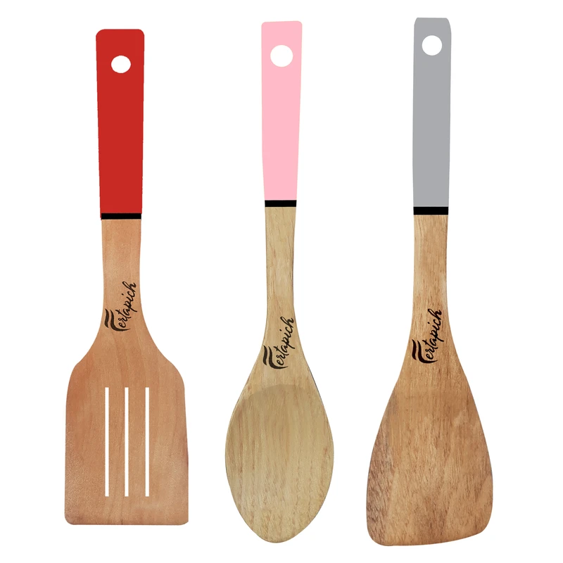 سرویس کفگیر و ملاقه 3 پارچه فرتاپیچ مدل چوبی کد 061