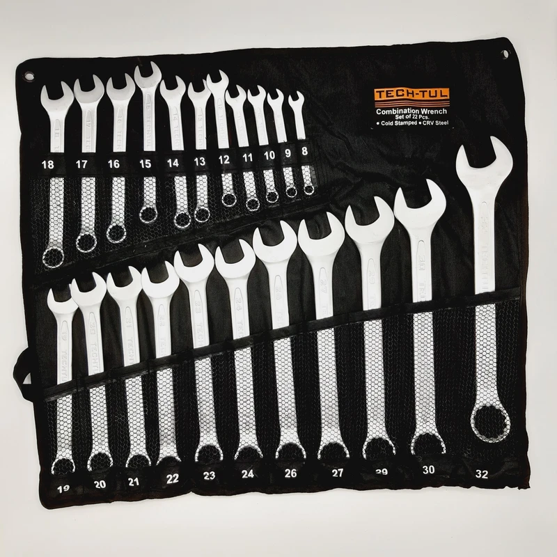 مجموعه 22 عددی آچار یکسر تخت و یکسر رینگی تک تول مدل YU2256 