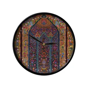 ساعت دیواری مدوپد طرح قالیچه قم محرابی گلدانی مدل C-Ghom123
