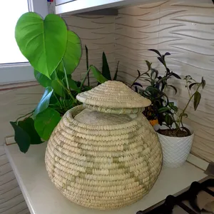 سطل برنج حصیری طرح خمره ای مدل D004