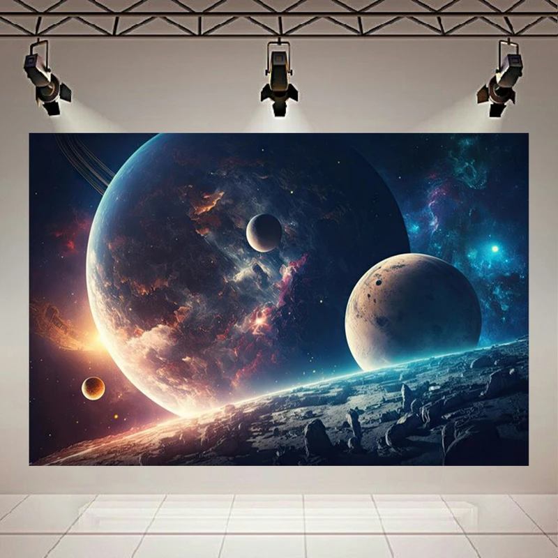 تابلو بوم طرح مخمل سفر در کهکشان مدل سیارات بیگانه کد AR303953