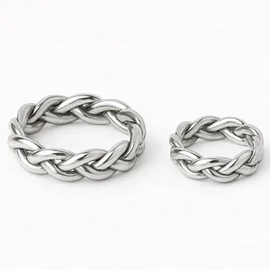 ست انگشتر نقره زنانه و مردانه مدل بافت ۰۳