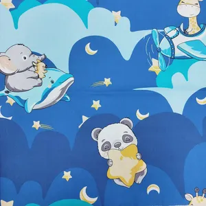 پارچه ملحفه عرض 1.5 متر مدل ماه و ستاره رنگ آبی