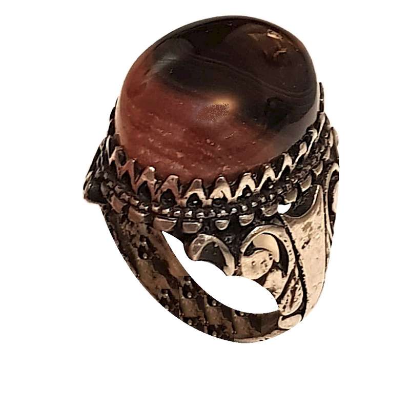 انگشتر نقره مردانه مدل عقیق حجرالاسود عربستانی