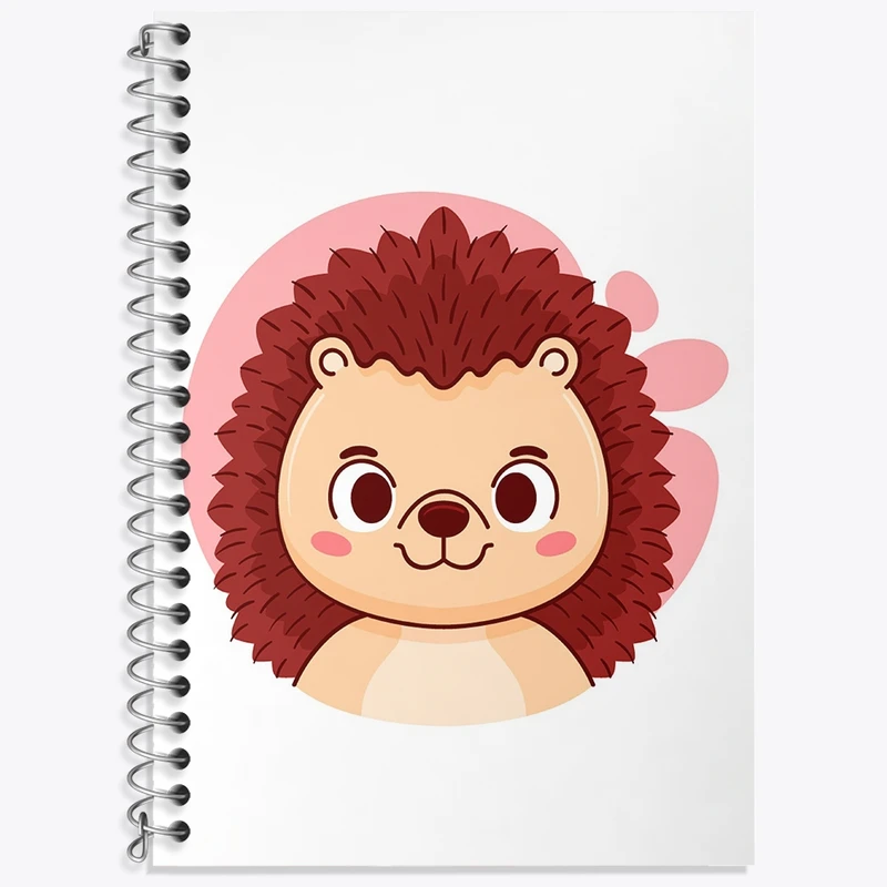 دفتر زبان 50 برگ خندالو مدل دو خط طرح جوجه تیغی حیوانات بامزه کد 37158