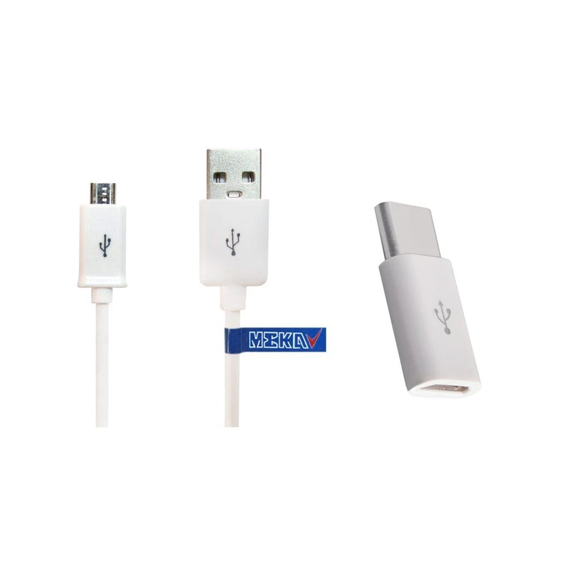 کابل تبدیل USB به microUSB مکا مدل MCU69 طول 1.5 متر به همراه مبدل microUSB به USB-C