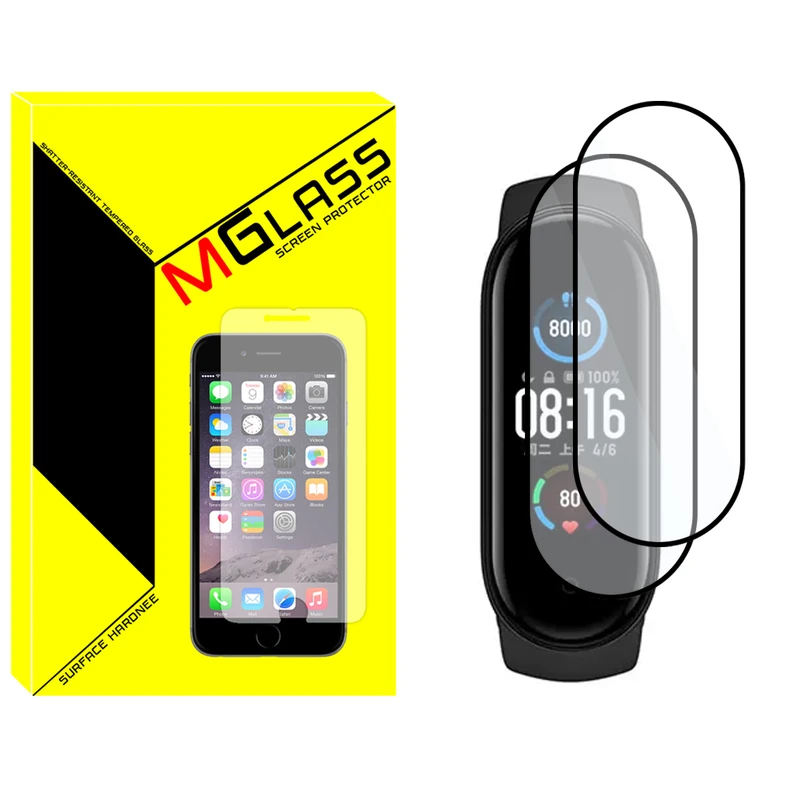 محافظ صفحه نمایش نانو ام‌گلس مدل Pmma-MG مناسب برای ساعت هوشمند شیائومی Mi Band 6 بسته دو عددی