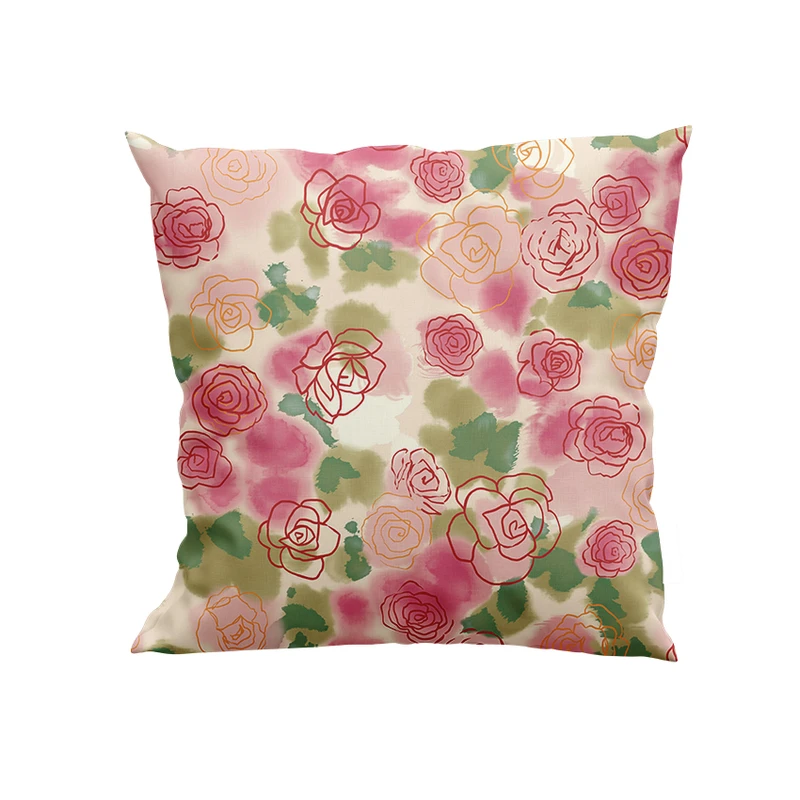 کوسن پاد آفرین مدل گل های صورتی کد DKK129