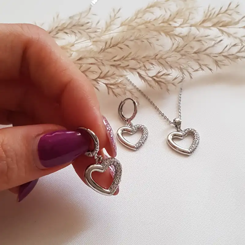 نیم ست زنانه وای اس ایکس مدل قلب نگینی 3462