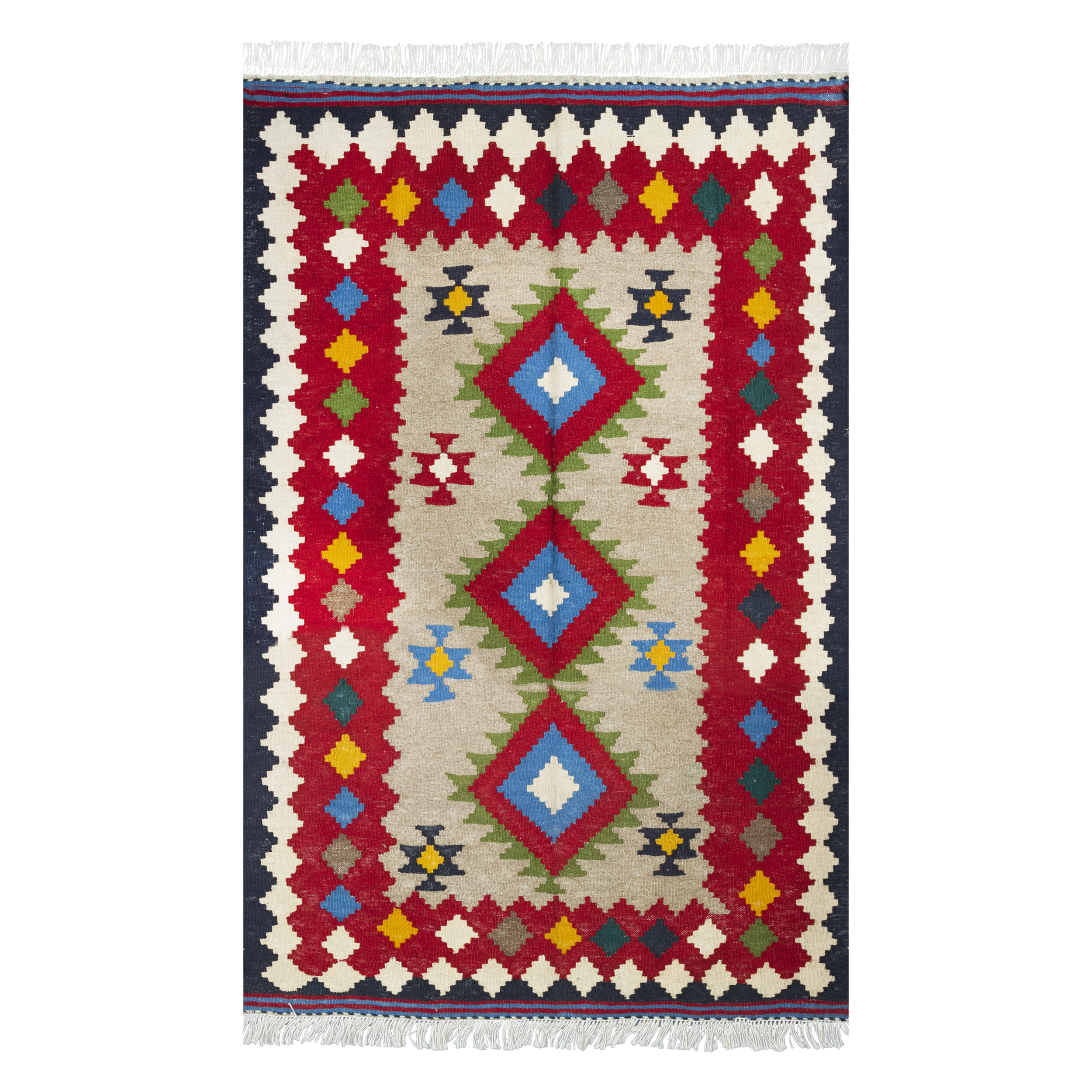 گلیم دستباف یک و نیم متری طرح هندسی  مدل H56