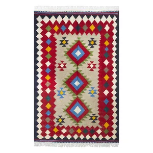 گلیم دستباف یک و نیم متری طرح هندسی  مدل H56