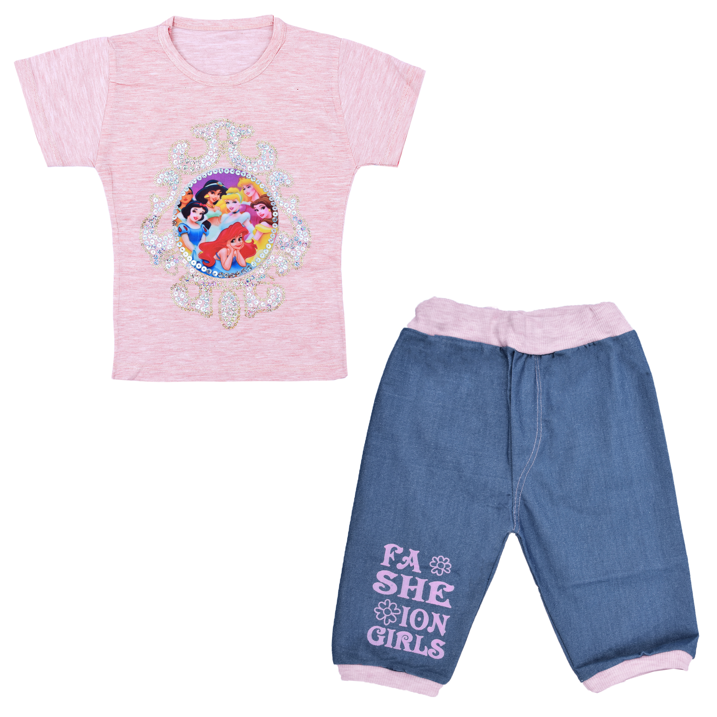 ست تی شرت و شلوارک نوزادی دخترانه کد 2021SAB